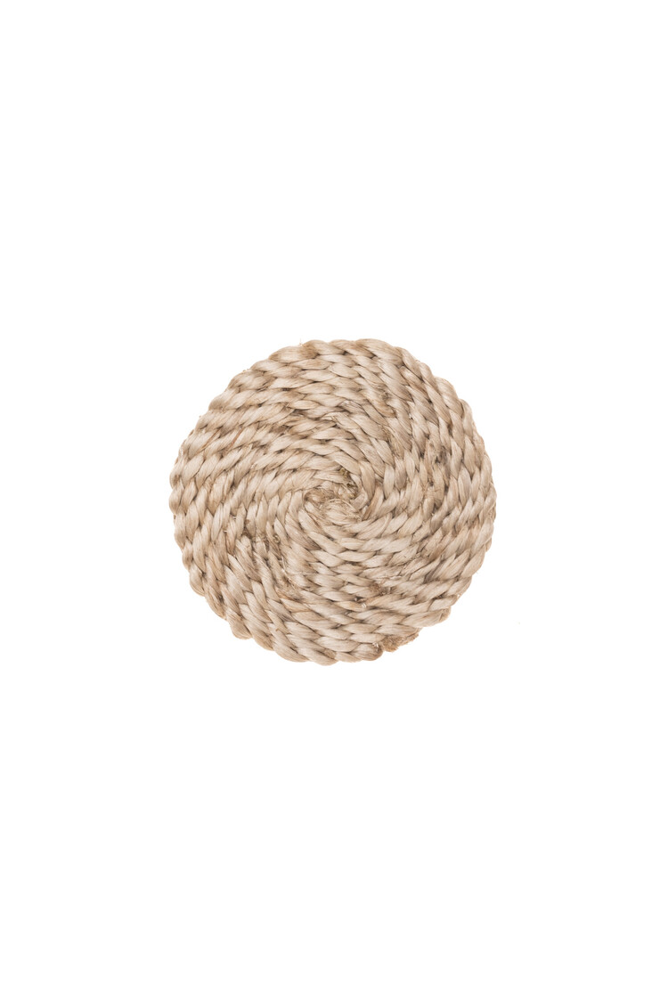 The Dharma Door Round natural jute coasters x 8 ( in lidded basket)