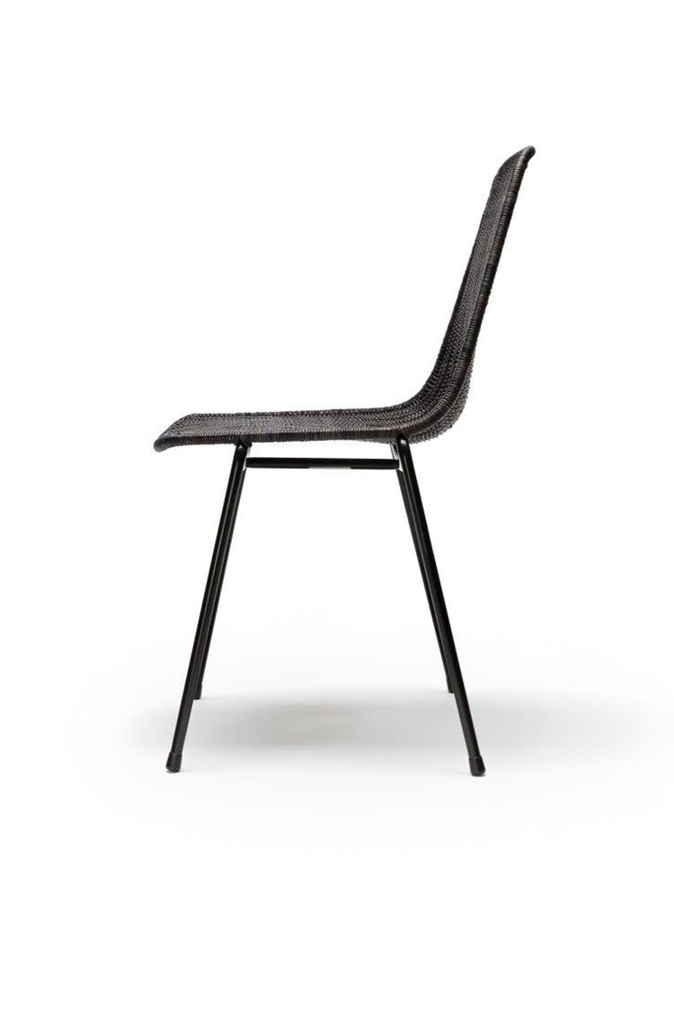 Feelgood Designs Basket chair indoor - black frame / pulut dark grey