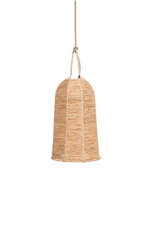 Raffia hanglamp tube met metalen structuur