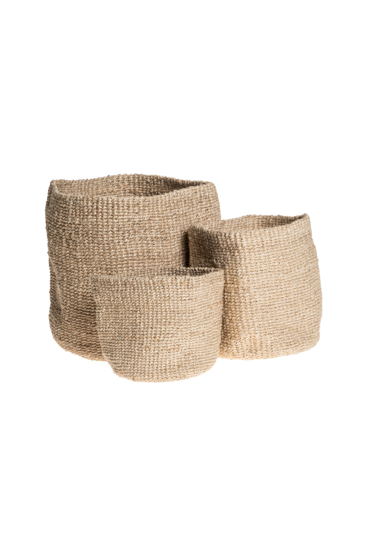 The Dharma Door Trio of woven pots - natural