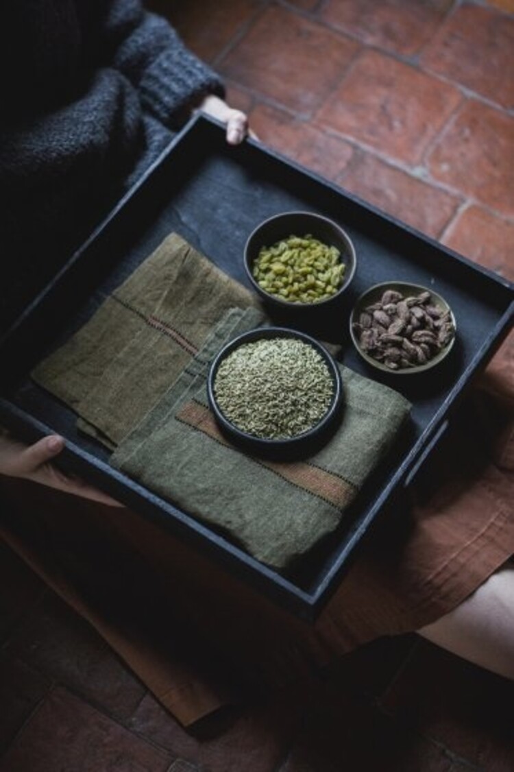 Libeco Marie napkin - green stripe