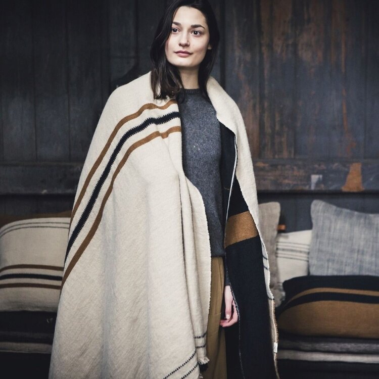 Libeco Foundry throw - beeswax stripe