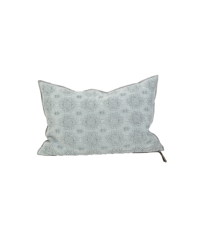 Cushion vice versa, stone washed jacquard kilim - aqua