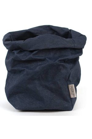 Paper Bag Navy Suede