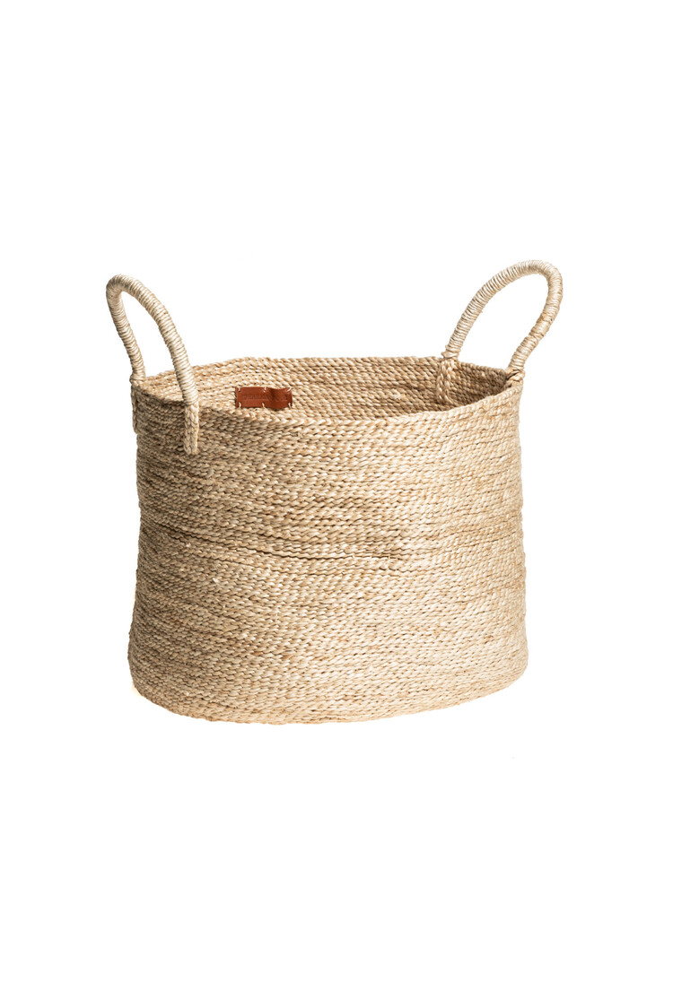 The Dharma Door Large round jute basket - natural
