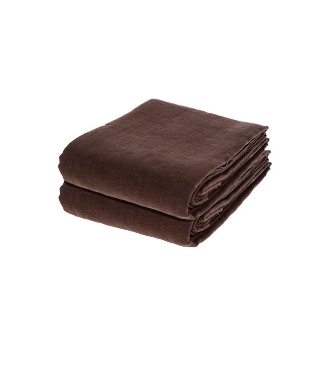Duvet cover linen - dark brown