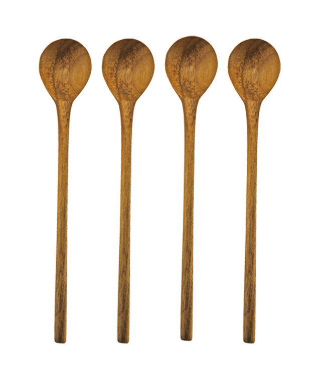 Teak thin spoons, medium set of 4