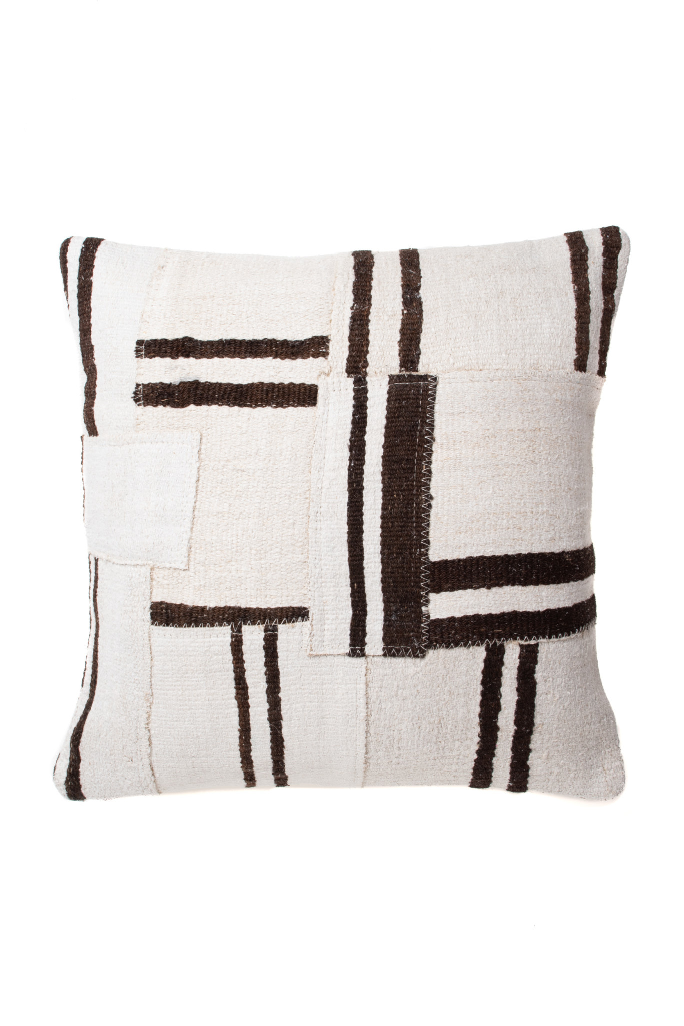 Kilim Cushion Ecru With Brown Stripes 60 X 60cm Turkey Couleur Locale