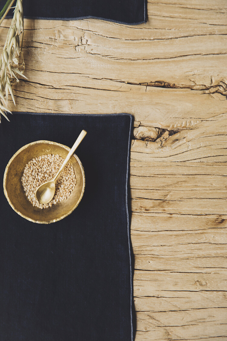 Caravane Placemat Selena, gewassen linnen - encre