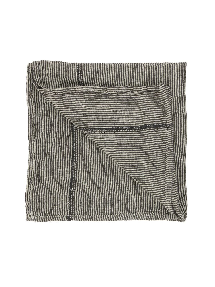 Caravane Napkin Noé, washed linen - laurier stripes
