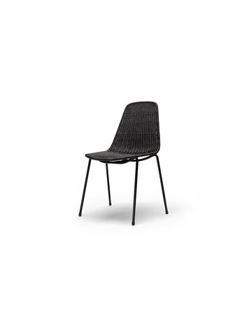 Feelgood Designs Basket chair indoor - black frame / pulut dark grey