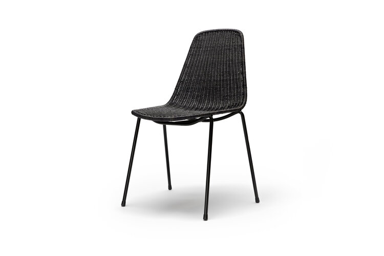 Feelgood Designs Basket chair indoor - black frame / pulut dark grey