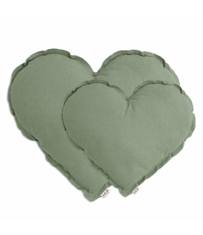 Heart cushion - sage green