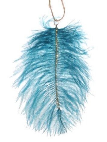 Struisvogelveer blauw/goud