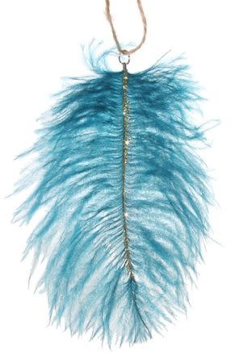Ostrich feather blue/gold