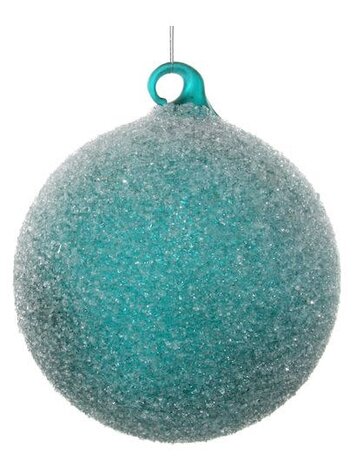 Glazen kerstbal - green sugared / 4 stuks