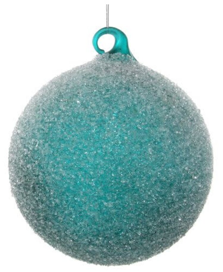 Glass ball - green sugared / 4 pieces