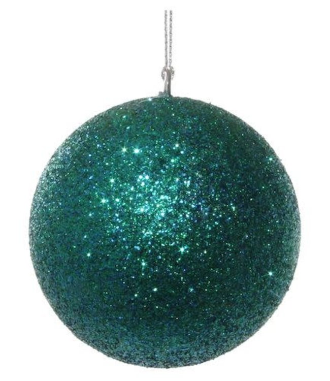 Glitter kerstbal blauw-groen