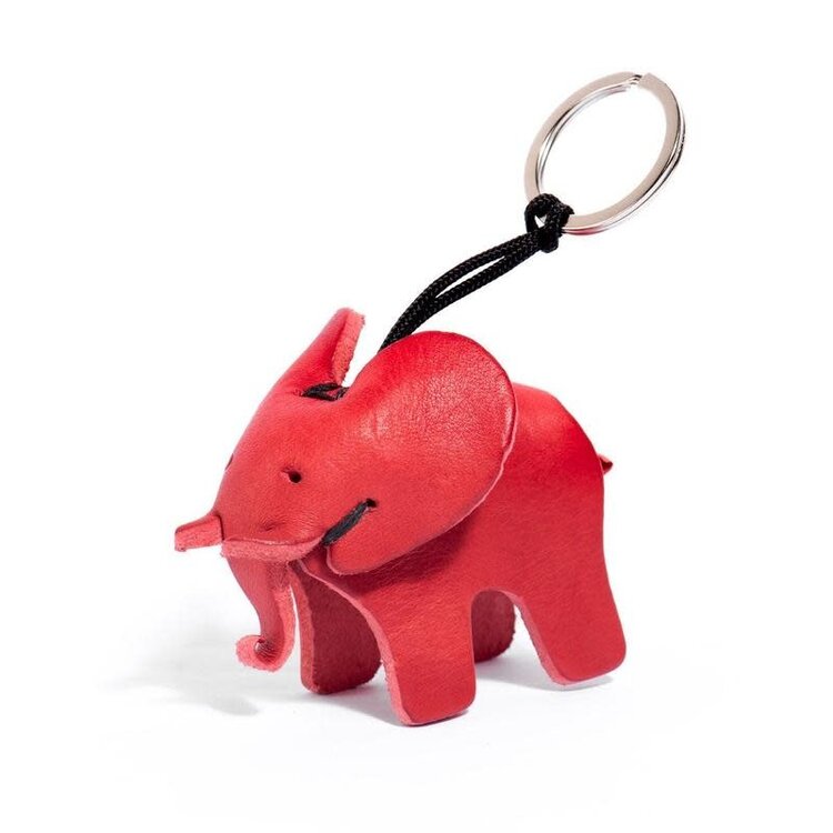 Leren sleutelhanger olifant - rood