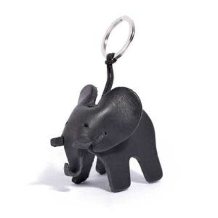 Leren  sleutelhanger olifant - zwart
