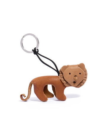 Leather key ring lion - tan
