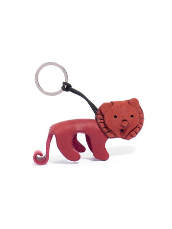 Leather key ring lion - red