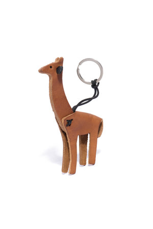 Leather key ring giraffe - tan