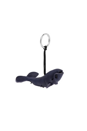 Leather key ring whale - navy blue