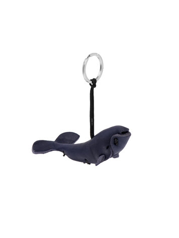 Leather key ring whale - navy blue