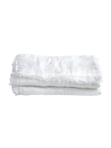 Maison de Vacances Throw vice versa fringed, washed linen gauze - blanc