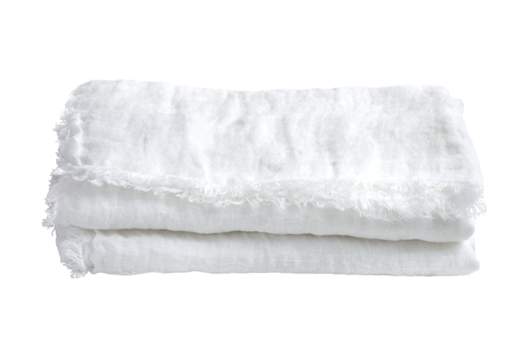 Maison de Vacances Throw vice versa fringed, washed linen gauze - blanc