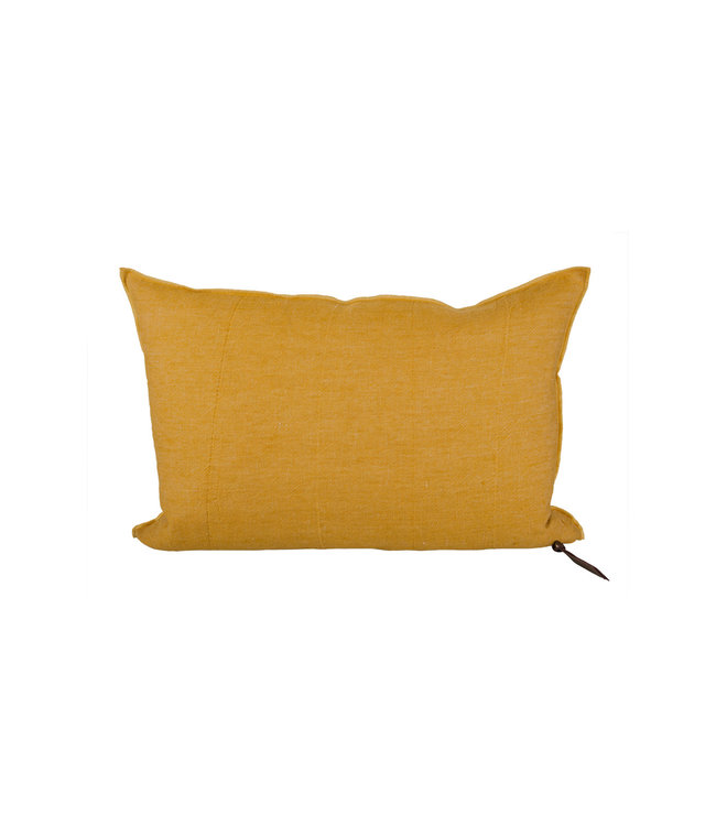 Cushion vice versa, crumpled washed linen - ocre/givré