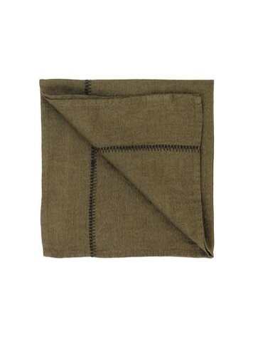 Caravane Napkin Noé, washed linen - laurier