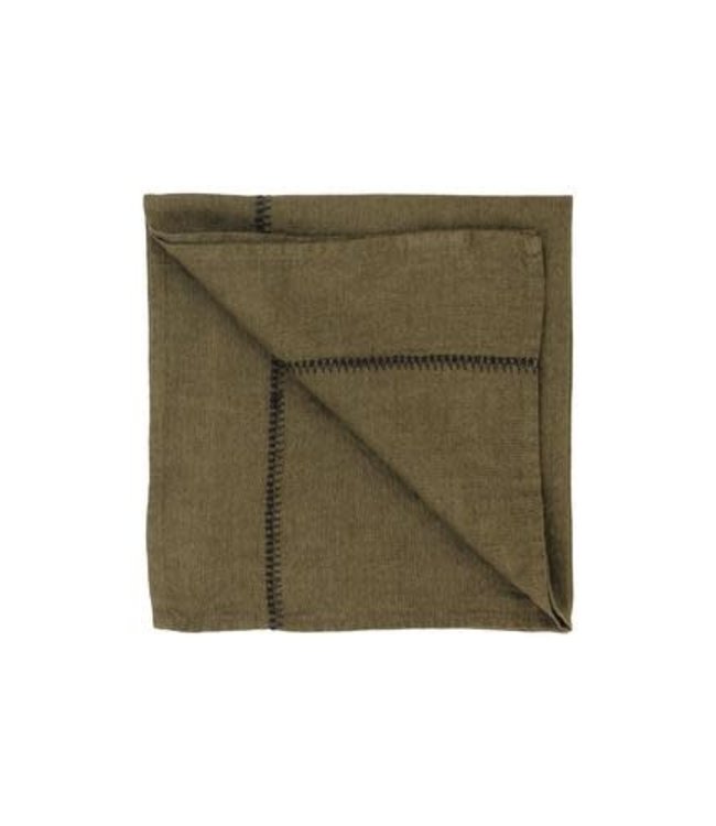 Napkin Noé, washed linen - laurier