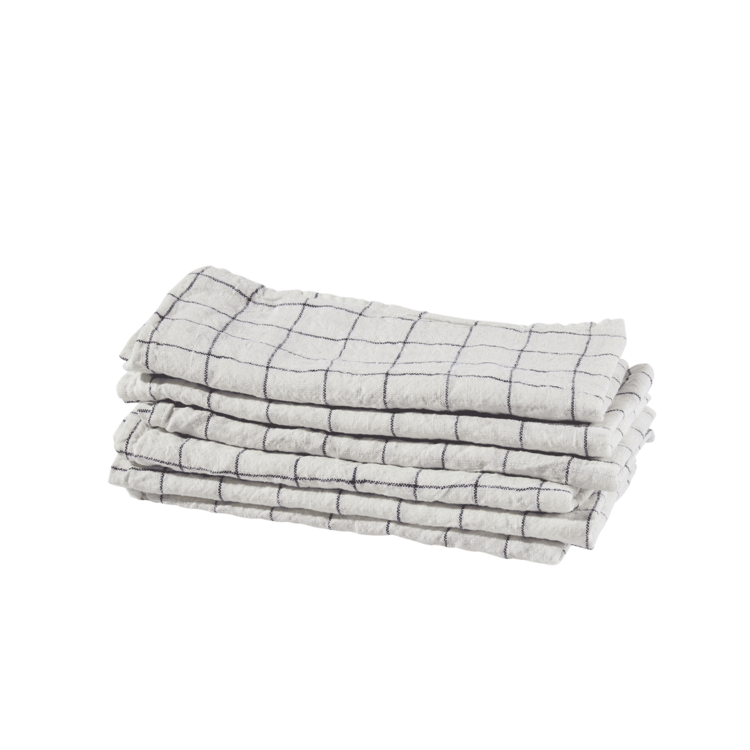 Linge Particulier Napkin linen - white navy xl checks