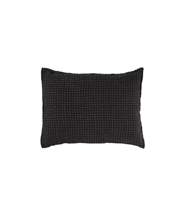 Pillow case linen - black checks