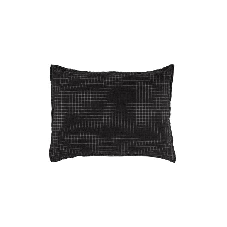Linge Particulier Kussensloop linnen - black checks