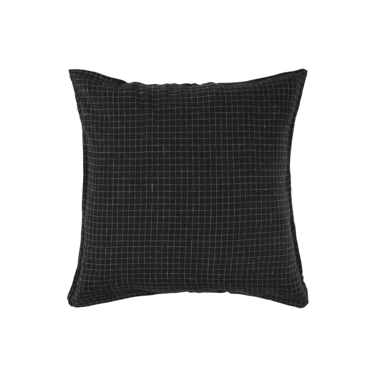 Linge Particulier Kussensloop linnen - black checks