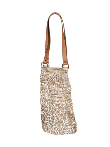 The Dharma Door Jute string bag - natural with leather handles