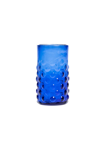 Mondgeblazen glas met bubbels - blauw