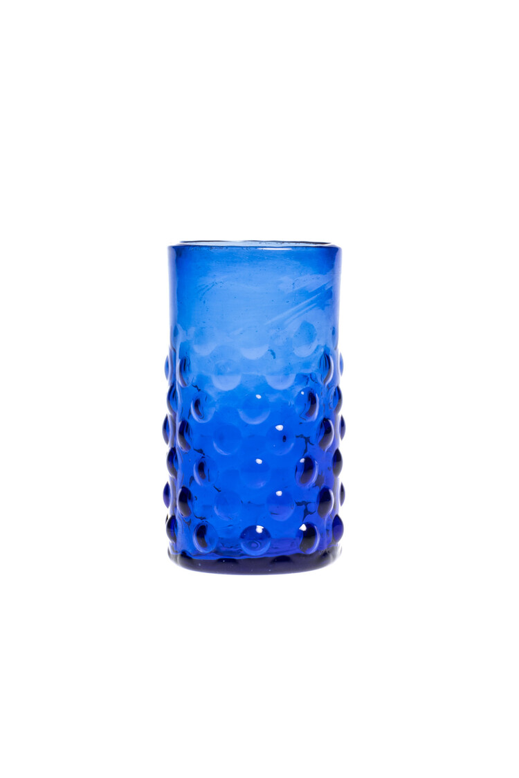 Mouth blown bubble glass - blue