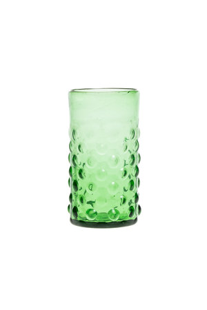 Mondgeblazen glas met bubbels - groen