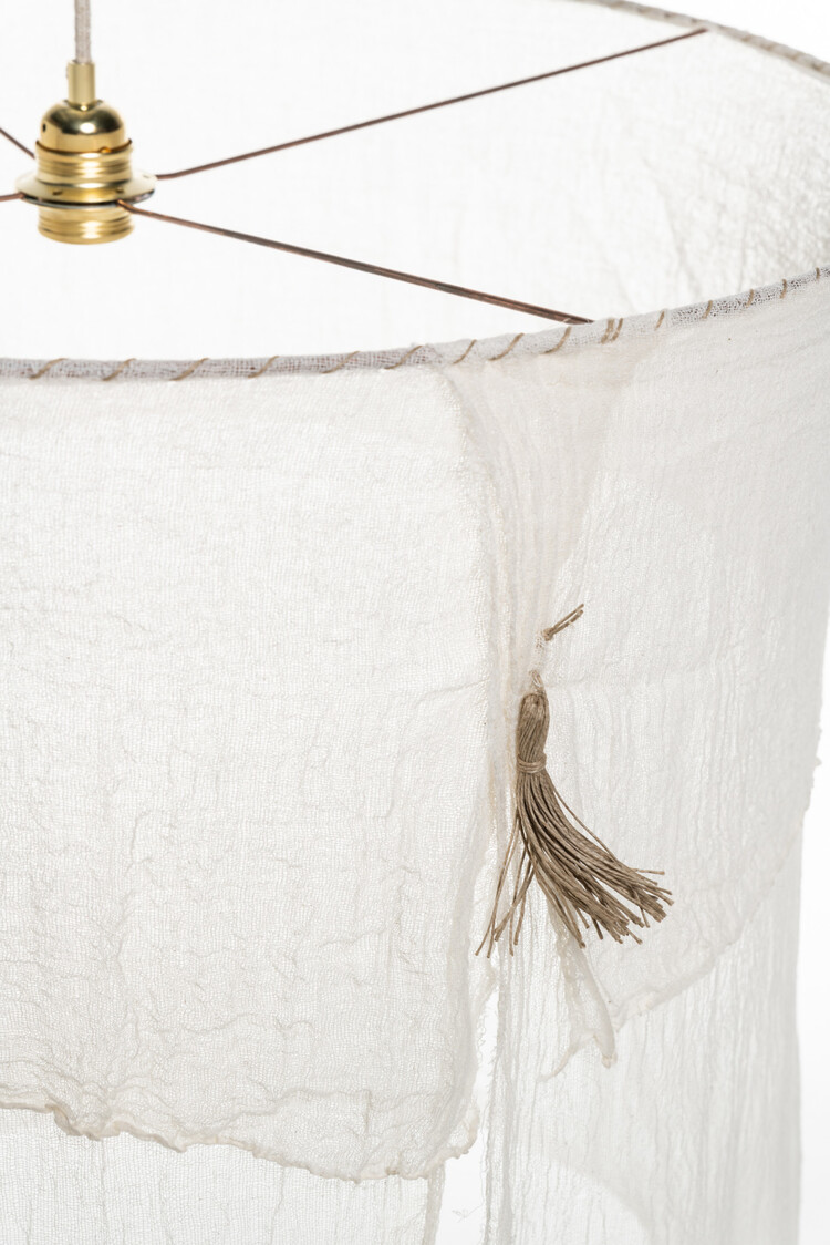 Chérie Chérie Hanglamp ongebleekt katoenen gaas met pompon