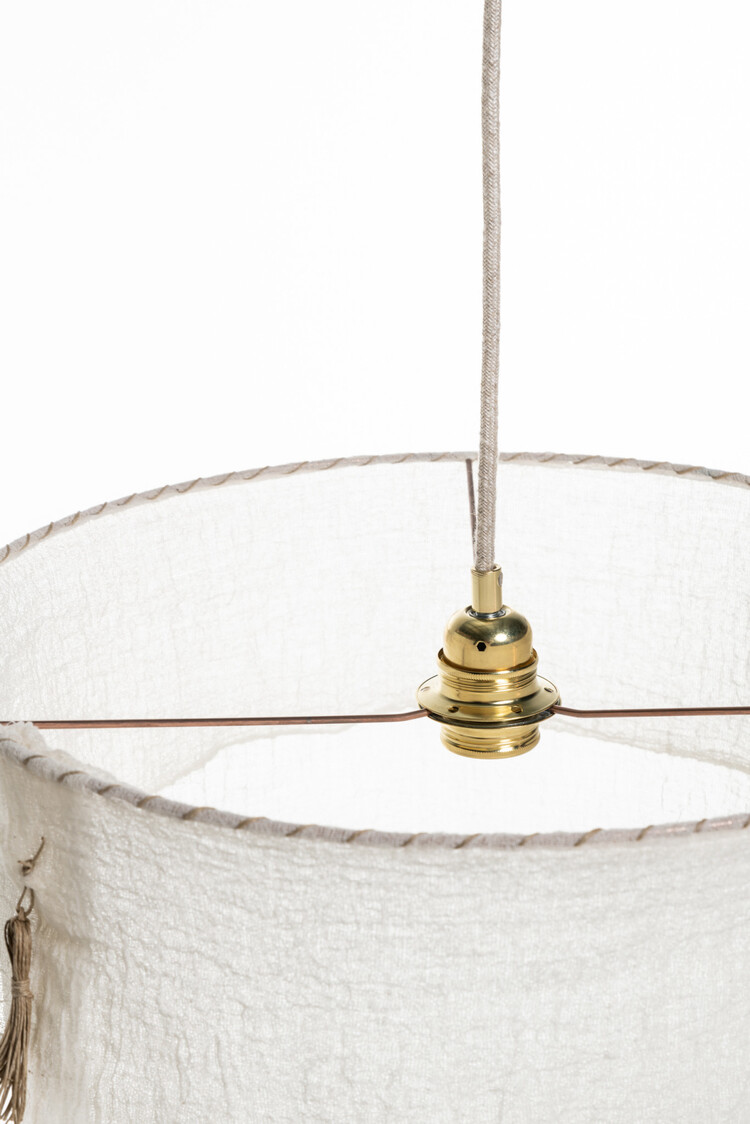 Chérie Chérie Hanglamp ongebleekt katoenen gaas met pompon