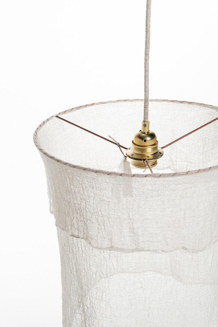 Chérie Chérie Hanglamp ongebleekt katoenen gaas met pompon