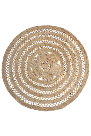 Round jute braided rug - natural