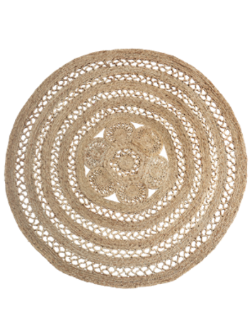 Rond jute gevlochten tapijt - naturel