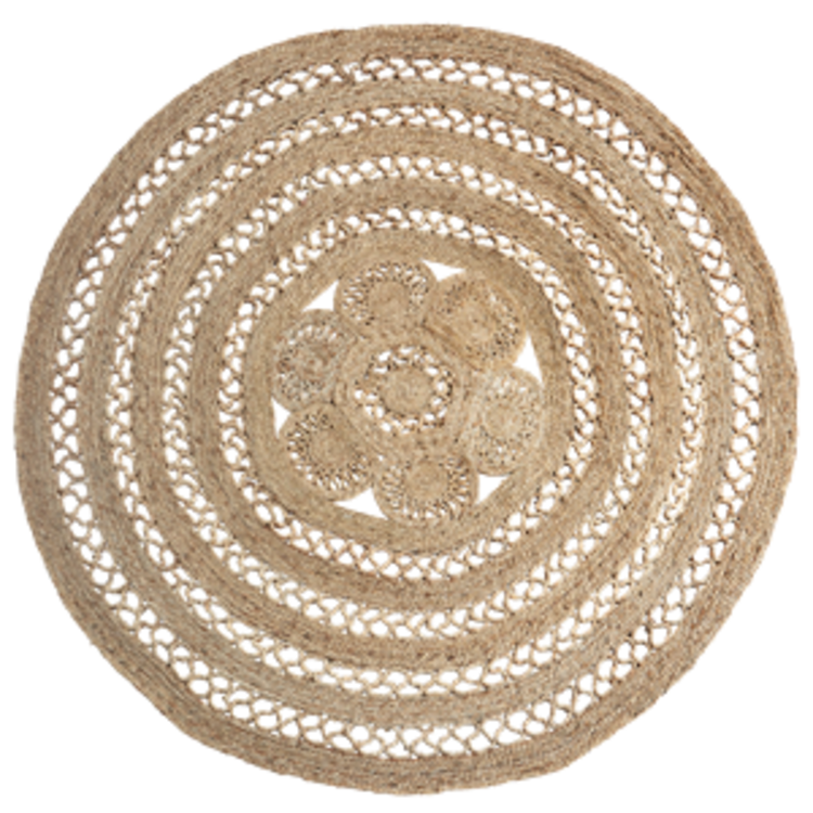 Rond jute gevlochten tapijt - naturel