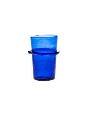 Mondgeblazen glas met ring - blauw