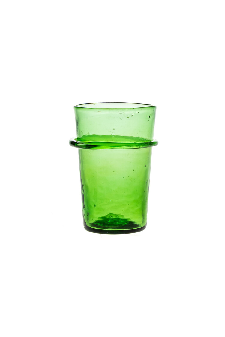 Mouth blown ringed glass - green